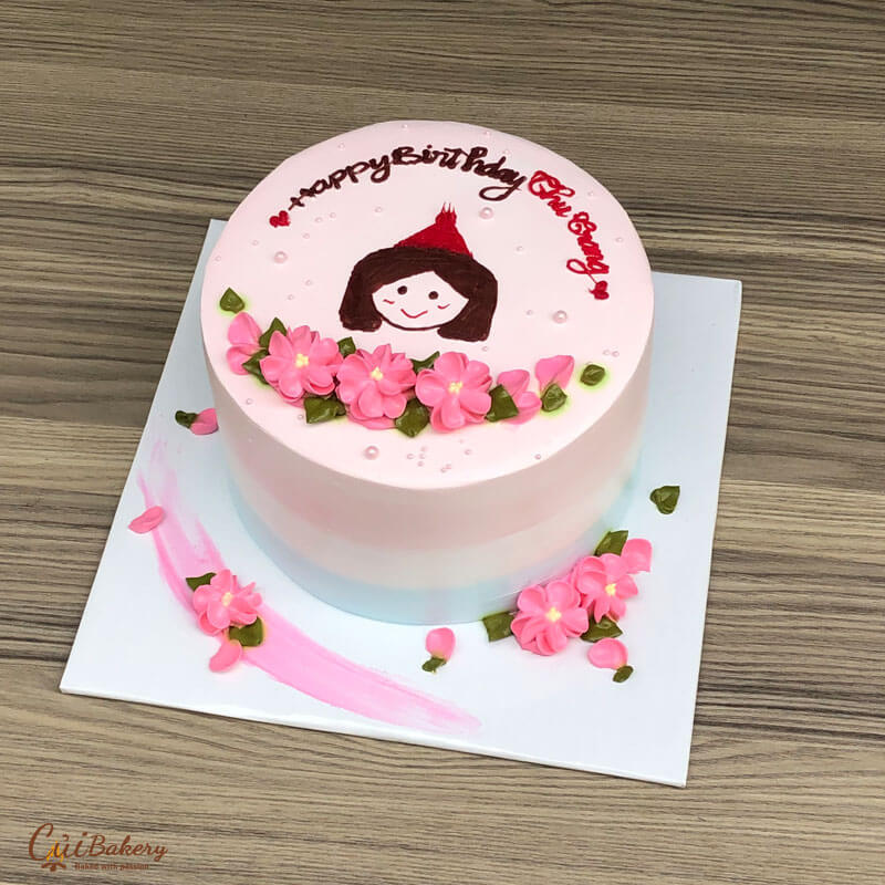 BVH38  Bánh sinh nhật Vẽ hình cô bé lém lỉnh sz18  Tokyo Gateaux  Đặt  bánh lấy ngay tại Hà Nội