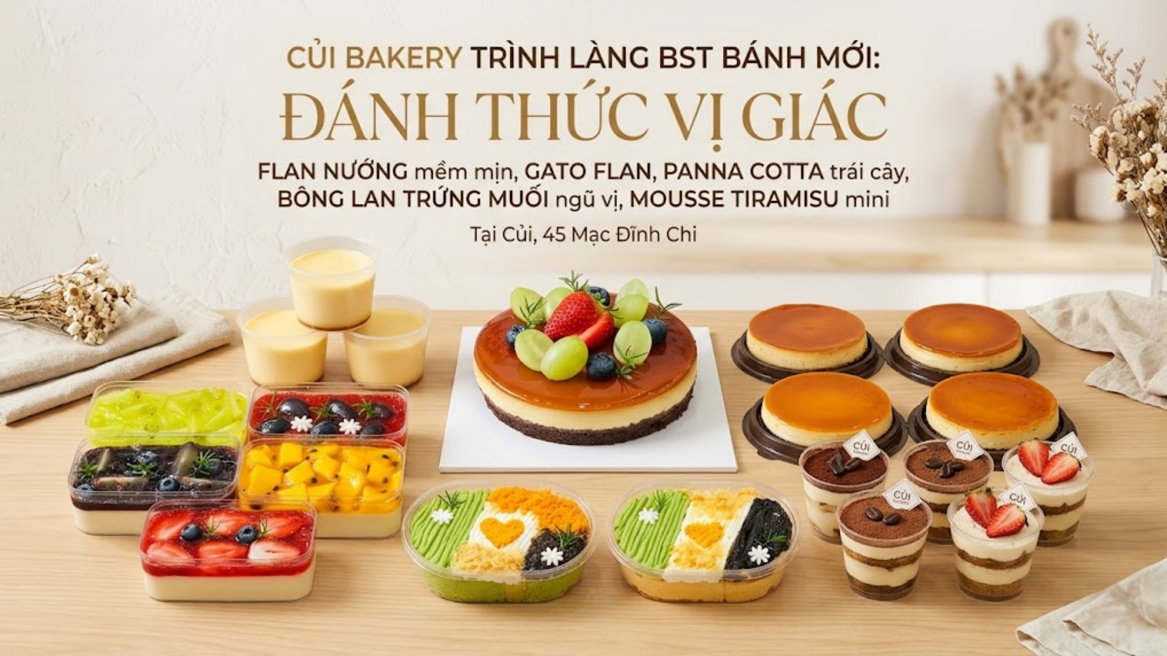 Tiệm Bánh Kem Đà Lạt Ra Mắt BST Flan Nướng, Panna Cotta & Tiramisu Mini
