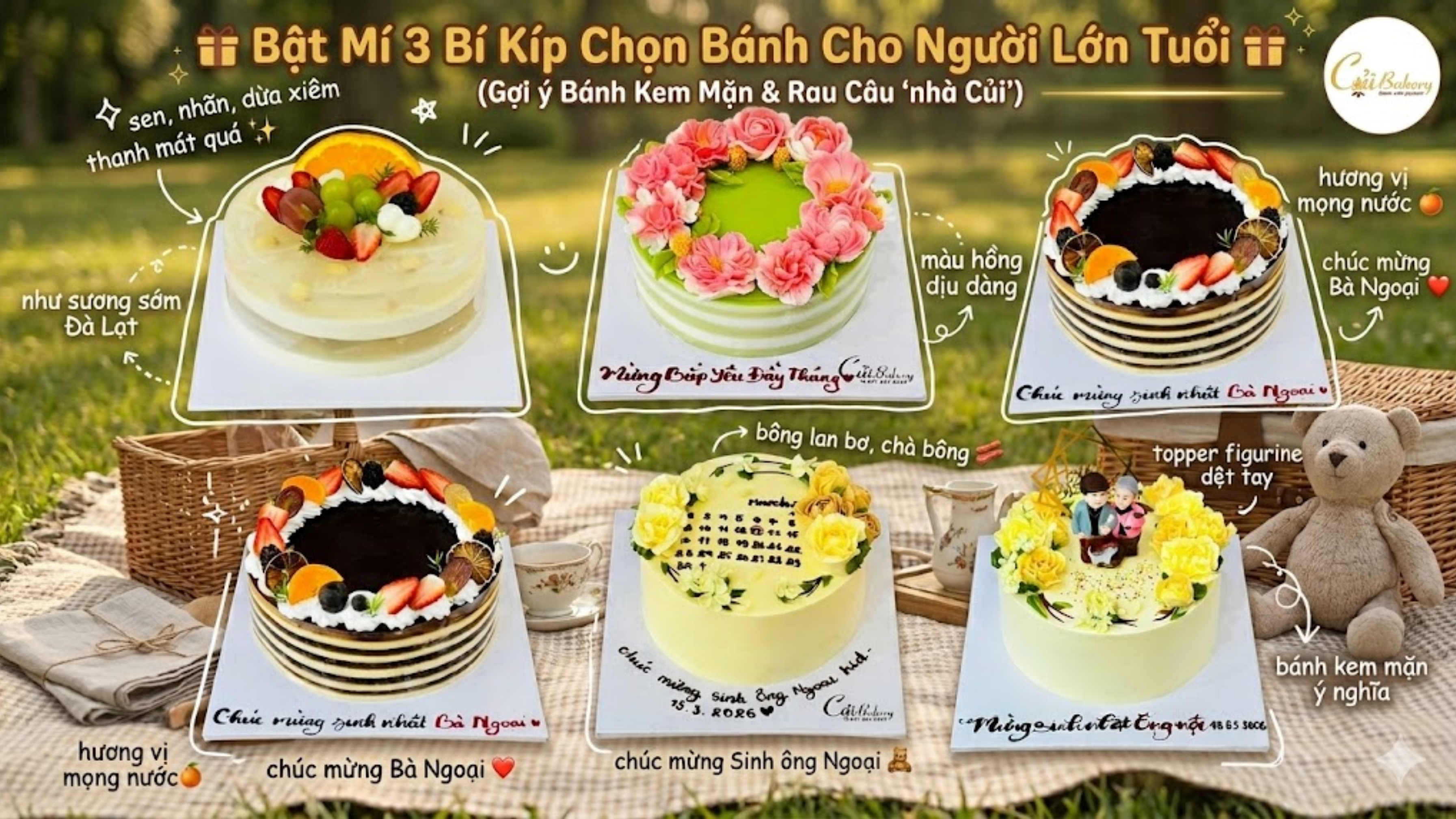 Bí Kíp Chọn Bánh Sinh Nhật Cho Người Lớn Tuổi: Ít Ngọt & Thanh Vị