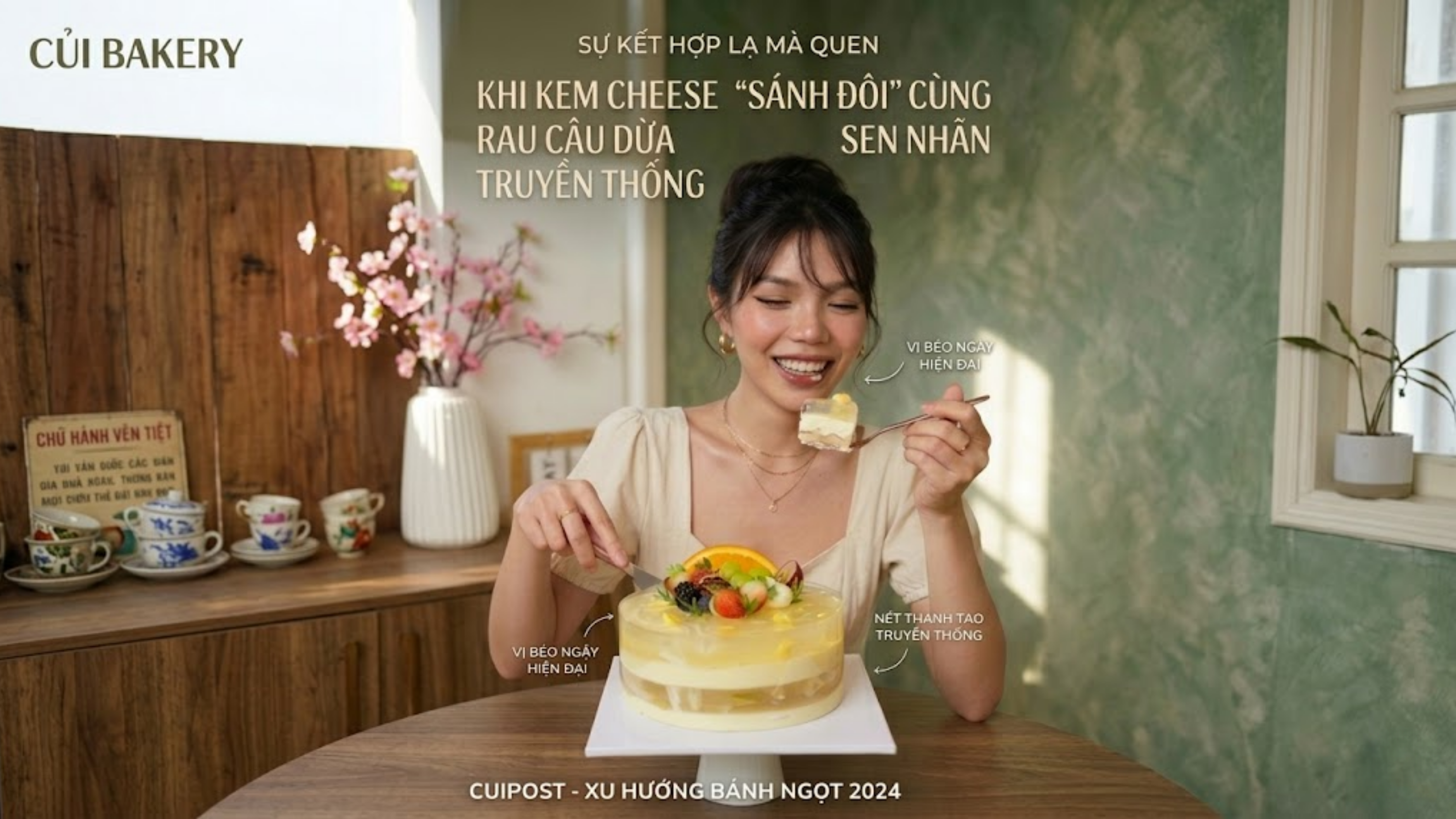 Rau Câu Kem Cheese Mix Sen Nhãn: 