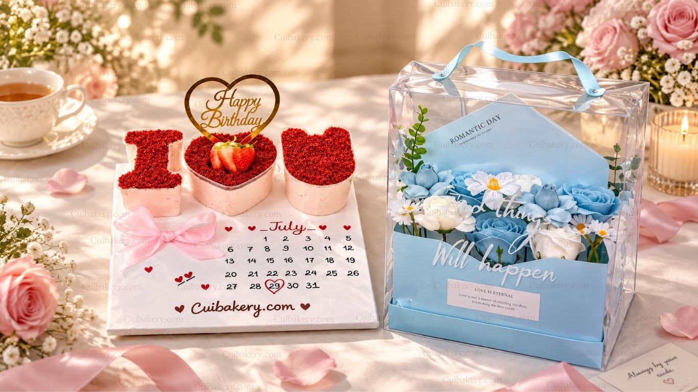 Bánh I LOVE U 20/10 – Tặng Nàng Cả Bánh Và Hoa | Củi Bakery