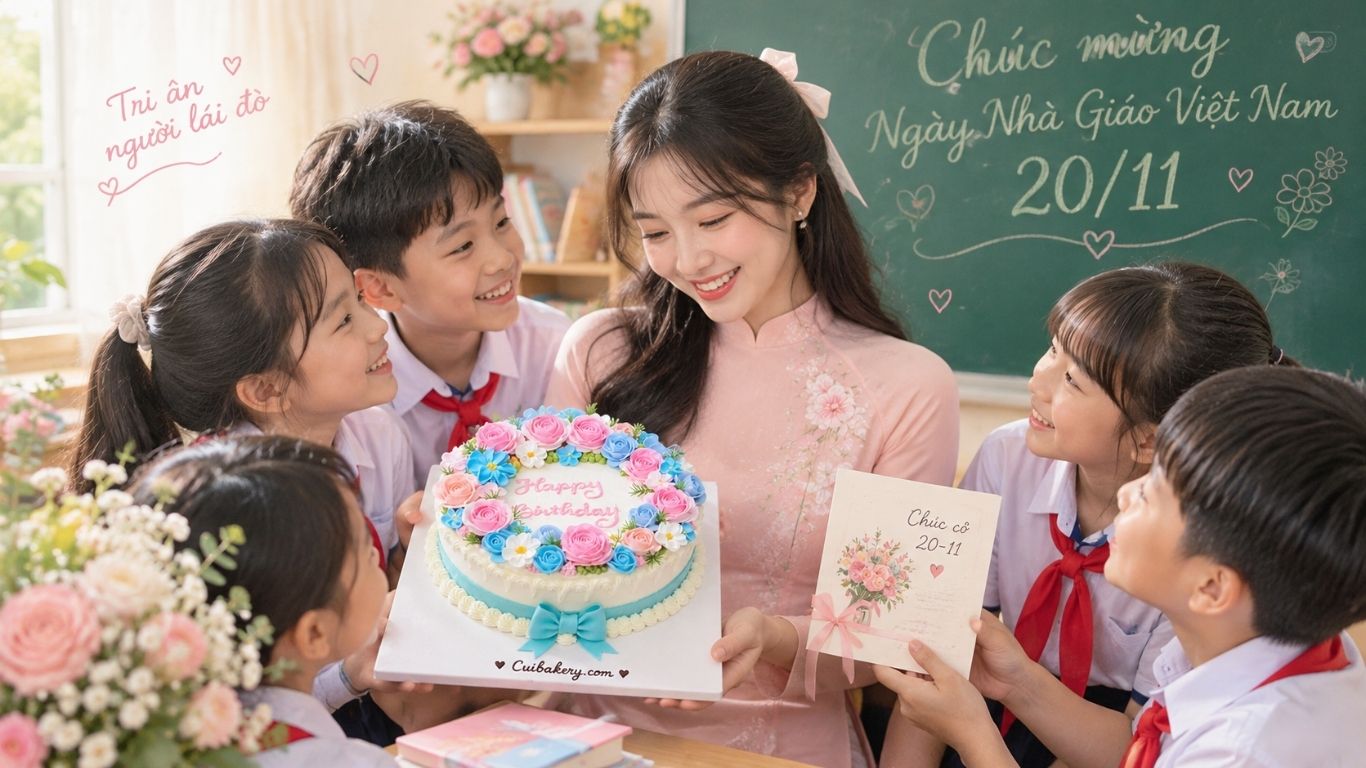 Bánh Kem Tặng Cô Giáo 20/11: Chọn Bánh Hoa, Red Velvet Hay Mousse?